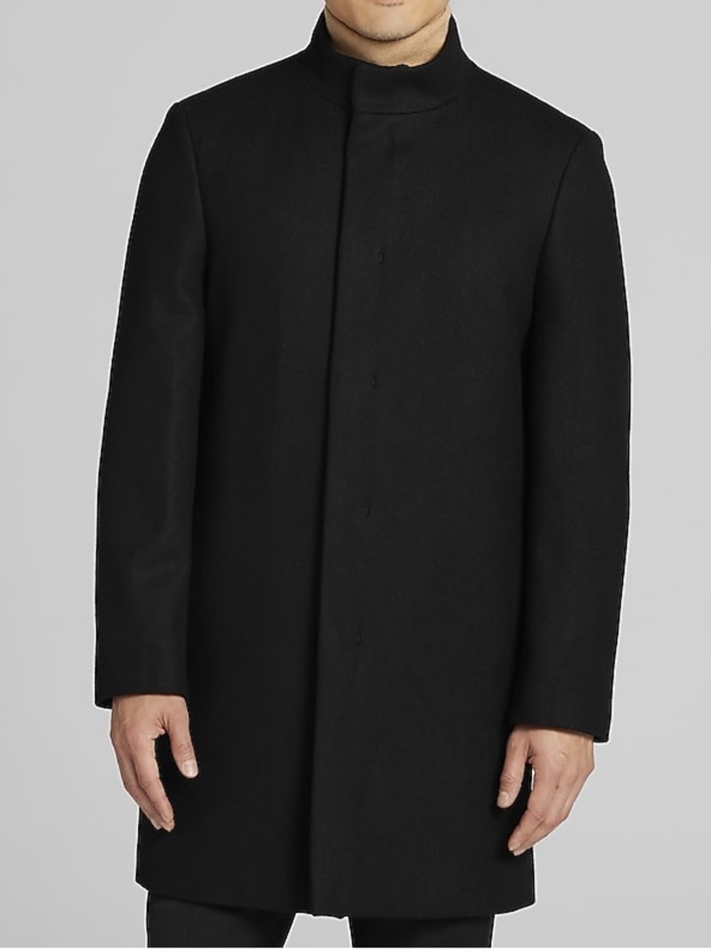 Calvin Klein Men’s Black Wool Blend Slim Fit Car Overcoat 40R NWT